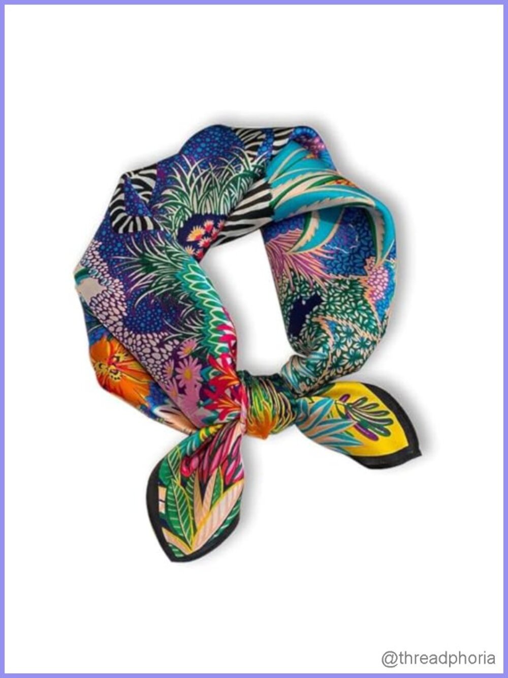 100% Mulberry Silk Neck Scarf 21x21 Lightweight Square Digital Printed